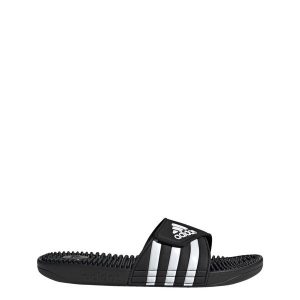 Klapki basenowe dla dorosłych Adissage. Czarne klapki ADIDAS, bez wzorów, bez obcasa. Za 129,00 zł.