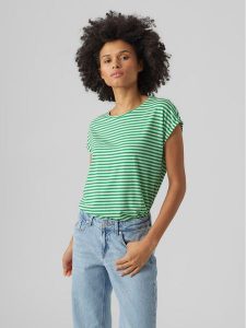 Vero Moda T-Shirt Ava 10284469 Zielony Regular Fit. Zielone t-shirty Vero Moda, l, bez wzorów, z lyocellu, bez kołnierzyka, bez ramiączek. Za 49,99 zł.