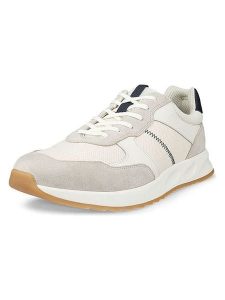 Ecco Skórzane sneakersy "Otm" w kolorze beżowo-granatowo-białym rozmiar: 43. Białe trampki ecco, bez wzorów, z materiału, bez zapięcia. Za 228,92 zł.
