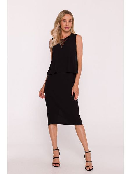 Stylove Sukienka w kolorze czarnym rozmiar: L. Czarne sukienki Stylove, na co dzień, l, bez wzorów, z koronki, bez kołnierzyka, bez ramiączek, midi, proste. Za 222,94 zł.