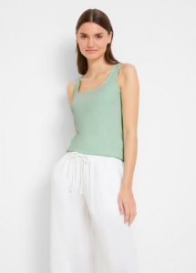 Top (2 szt.). Zielone topy bonprix, bez wzorów, bez kołnierzyka, bez ramiączek. Za 44,99 zł.