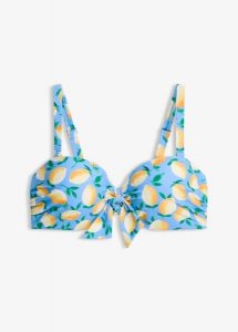 Biustonosz bikini balkonetka z odpinanymi ramiączkami. Niebieskie bikini bonprix, bez wzorów. Za 114,99 zł.
