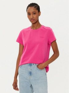 Patrizia Pepe T-Shirt 8M1543/J111-R846 Różowy Regular Fit. Czerwone t-shirty Patrizia Pepe, m, bez wzorów, z bawełny, bez kołnierzyka, bez ramiączek. Za 219,99 zł.