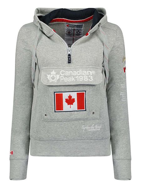 Canadian Peak Bluza "Gyrelle" w kolorze szarym rozmiar: M. Szare bluzy Canadian Peak, m, z aplikacjami, z bawełny, z kapturem. Za 162,49 zł.