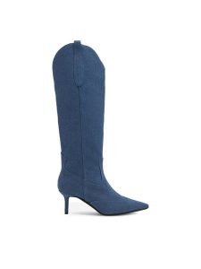 Nine West Kowbojki ZARIYA 909001D Niebieski. Niebieskie buty zimowe Nine West, bez wzorów, z materiału, bez obcasa, na szpilce, bez zapięcia. Za 329,99 zł.