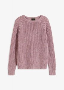 Gruby sweter z połyskującą nitką. Czerwone swetry klasyczne bonprix, bez kołnierzyka. Za 127,99 zł.