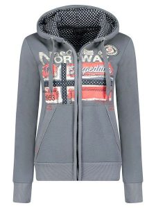 Geographical Norway Bluza "Farlotte" w kolorze szarym rozmiar: XL. Szare bluzy Geographical Norway, xl, z aplikacjami, bez kaptura. Za 127,35 zł.