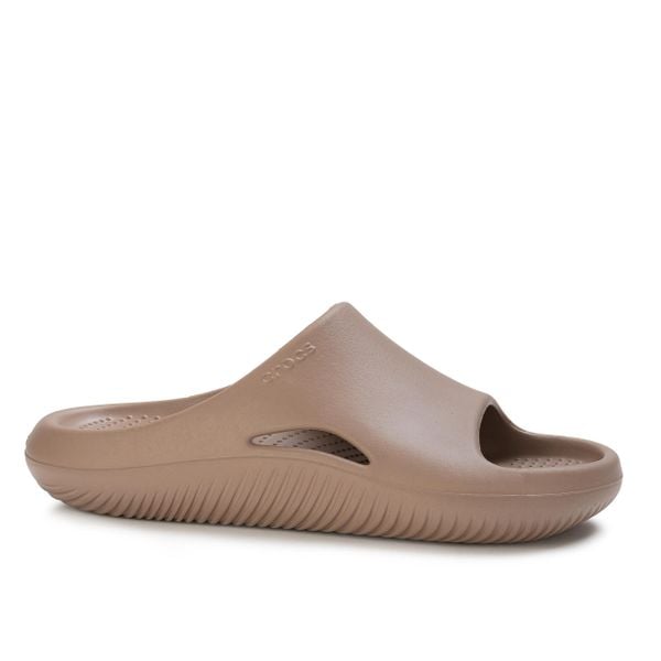 Klapki sportowe Crocs MELLOW RECOVERY SLIDE. Brązowe klapki Crocs, bez wzorów, z materiału, bez obcasa. Za 159,00 zł.