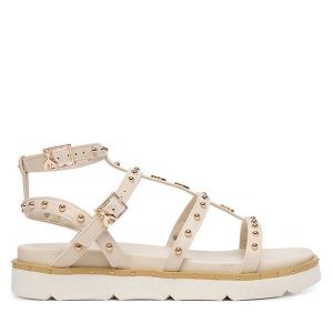 Sandały Patrizia Pepe. Białe sandały Patrizia Pepe, bez wzorów, bez obcasa, na płaskiej podeszwie, bez zapięcia. Za 489,99 zł.