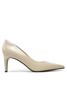 Calvin Klein Szpilki Heel Pump 70 - Brush L HW0HW02446 Beżowy. Brązowe szpilki Calvin Klein, bez wzorów, ze skóry, bez obcasa. Za 449,99 zł.