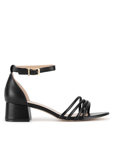 JENNY Sandały LS6026-06 Czarny. Czarne sandały Jenny, bez wzorów, z materiału, bez obcasa, na słupku, bez zapięcia. Za 129,99 zł.