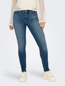 ONLY Dżinsy - Skinny fit - w kolorze granatowym rozmiar: M/L30. Niebieskie jeansy ONLY, z aplikacjami, ze skóry, z podwyższonym stanem. Za 131,74 zł.