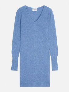 AUTHENTIC CASHMERE Kaszmirowa sukienka "Capelet" w kolorze błękitnym rozmiar: XL. Niebieskie sukienki AUTHENTIC CASHMERE, xl, bez wzorów, z kaszmiru, bez kołnierzyka, bez ramiączek, mini. Za 439,24 zł.