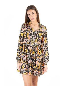 Isla Bonita by SIGRIS Sukienka w kolorze jasnoróżowo-czarno-żółtym rozmiar: XL. Czarne sukienki Isla Bonita by SIGRIS, xl, bez wzorów, bez kołnierzyka, bez ramiączek, mini. Za 194,61 zł.
