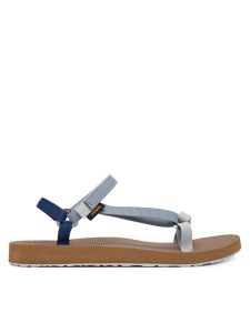Teva Sandały Original Universal Slim 1150110 Niebieski. Niebieskie sandały Teva, bez wzorów, z materiału, bez obcasa, na płaskiej podeszwie, bez zapięcia. Za 299,99 zł.