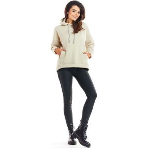 Beżowa Oversizowa Bluza z Kapturem. Brązowe bluzy Infinite You, l, bez wzorów, z bawełny, z kapturem. Za 194,90 zł.