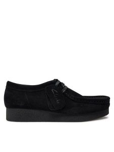Clarks Półbuty Wallabee Evo Sh 26174746 Czarny. Czarne półbuty Clarks, bez wzorów, ze skóry, bez obcasa, na płaskiej podeszwie, bez zapięcia. Za 349,99 zł.