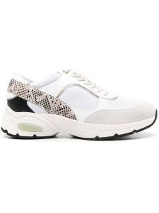 Geox Skórzane sneakersy "Alhour" w kolorze czarno-beżowo-białym rozmiar: 35. Białe trampki Geox, bez wzorów, z materiału, bez zapięcia. Za 131,74 zł.