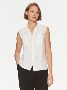 Calvin Klein Koszula K20K207031 Écru Regular Fit. Koszule Calvin Klein, bez wzorów, z syntetyku, bez kołnierzyka, bez ramiączek. Za 379,99 zł.