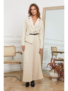 Joséfine Sukienka "Jaune" w kolorze kremowym rozmiar: L. Brązowe sukienki Joséfine, na co dzień, l, bez wzorów, ze skóry, bez kołnierzyka, bez ramiączek, maxi, proste. Za 202,03 zł.