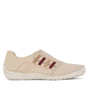 Półbuty Rieker. Brązowe półbuty Rieker, bez wzorów, bez obcasa, na płaskiej podeszwie, bez zapięcia. Za 319,99 zł.