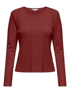 ONLY Koszulka w kolorze bordowym rozmiar: M. Czerwone bluzki ONLY, m, bez wzorów, z bawełny, bez kołnierzyka, bez ramiączek. Za 39,58 zł.