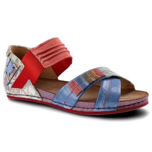 Kolorowe Sandały Maciejka Modne Skórzane Buty. Czerwone sandały Maciejka, bez wzorów, ze skóry, bez obcasa, na płaskiej podeszwie, bez zapięcia. Za 329,00 zł.