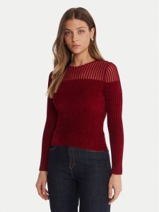 Guess Sweter W5BR62 Z0890 Czerwony Slim Fit. Czerwone swetry klasyczne Guess, xs, z syntetyku, bez kołnierzyka. Za 279,99 zł.