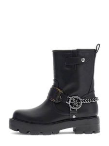 Guess Kozaki 184525 Czarny. Czarne kozaki Guess, z aplikacjami, bez obcasa, na słupku, bez zapięcia. Za 674,99 zł.