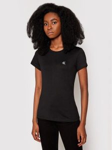 Calvin Klein Jeans T-Shirt J20J212883 Czarny Regular Fit. Czarne t-shirty Calvin Klein Jeans, m, bez wzorów, z bawełny, bez kołnierzyka, bez ramiączek. Za 119,99 zł.