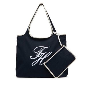 Torebka Tommy Hilfiger. Niebieskie shopper bag TOMMY HILFIGER, bez wzorów, bez dodatków. Za 409,99 zł.