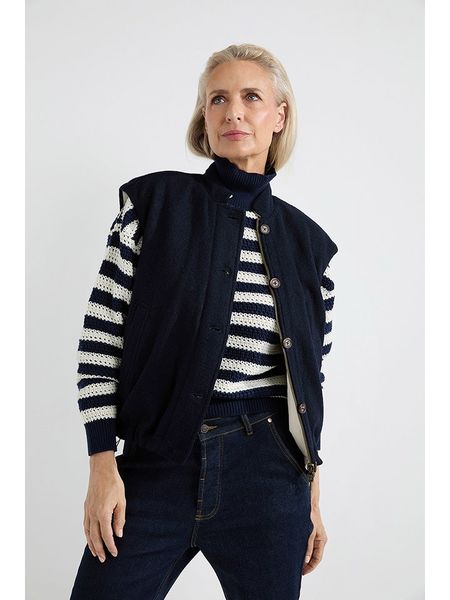 Josephine & Co Kamizelka "Alex" w kolorze granatowo-białym rozmiar: 44. Białe kamizelki Josephine & Co, bez wzorów, z wełny, bez kołnierzyka, bez ramiączek, bez kaptura. Za 312,58 zł.