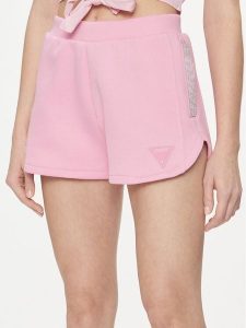 Guess Szorty materiałowe Kiara V4GD16 FL04P Różowy Regular Fit. Czerwone szorty Guess, z aplikacjami, z materiału. Za 289,99 zł.