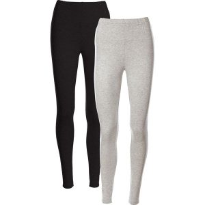 Legginsy z czystej bawełny organicznej (2 pary w opak.). Szare legginsy bonprix, bez wzorów, z bawełny. Za 77,99 zł.