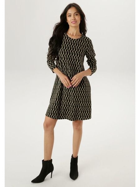 Aniston Sukienka w kolorze beżowo-czarnym rozmiar: 38. Brązowe sukienki Aniston, bez wzorów, bez kołnierzyka, bez ramiączek, mini. Za 95,99 zł.
