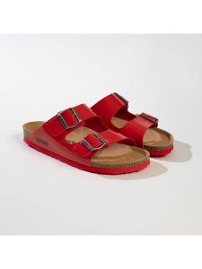 BACKSUN Klapki "Bali" w kolorze czerwonym rozmiar: 40. Czerwone klapki Backsun, bez wzorów, z materiału, z otwartym noskiem, bez obcasa. Za 130,99 zł.