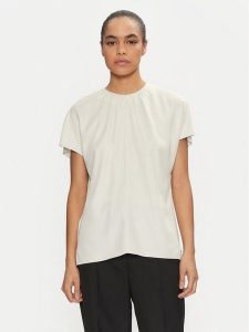 Calvin Klein Bluzka K20K207839 Écru Regular Fit. Bluzki Calvin Klein, bez wzorów, z wiskozy, bez kołnierzyka, bez ramiączek. Za 309,99 zł.