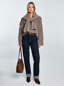 BIG STAR Sweter w kolorze szarobrązowym rozmiar: S/M. Brązowe swetry oversize Big Star, m, bez wzorów, bez ramiączek. Za 139,99 zł.