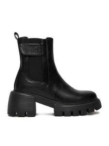 Nine West Botki CEO-FARIDA-01 Czarny. Czarne botki Nine West, bez wzorów, z materiału, bez obcasa, na słupku, bez zapięcia. Za 279,99 zł.
