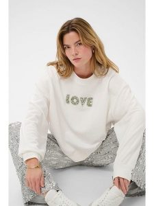 Kaffe Bluza w kolorze kremowym rozmiar: XS. Brązowe bluzy Kaffe, xs, bez wzorów, bez kaptura. Za 165,99 zł.