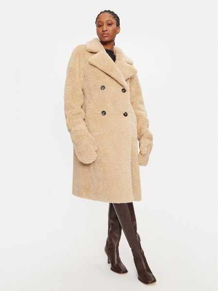 Rinascimento Kożuch CFC0118317003 Beżowy Regular Fit. Brązowe płaszcze Rinascimento, l, bez wzorów, z syntetyku, bez kaptura. Za 529,99 zł.