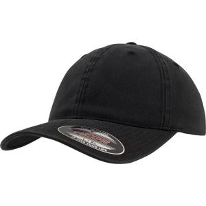 Bawełniana Czapka Baseballowa Tata. Czarne czapki FLEXFIT, bez wzorów, z bawełny. Za 92,99 zł.