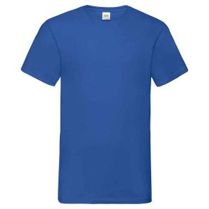 Koszulka Unisex Dla Dorosłych Z Dekoltem W Szpic. Niebieskie bluzki FRUIT OF THE LOOM, l, bez wzorów, sportowe, bez kołnierzyka, bez ramiączek. Za 39,99 zł.
