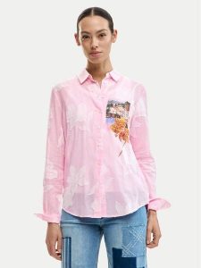 Desigual Koszula Cam Pinkjack 26SWCW12 Różowy Regular Fit. Czerwone koszule Desigual, s, bez wzorów, z bawełny, bez kołnierzyka, bez ramiączek. Za 429,99 zł.