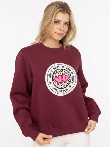Zwillingsherz Bluza "Romy" w kolorze bordowym rozmiar: L/XL. Czerwone bluzy Zwillingsherz, l, bez wzorów, bez kaptura. Za 241,56 zł.