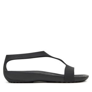 Sandały Crocs. Czarne sandały Crocs, bez wzorów, bez obcasa, na płaskiej podeszwie, bez zapięcia. Za 149,99 zł.