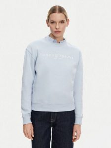 Tommy Hilfiger Bluza WW0WW39791 Błękitny Relaxed Fit. Niebieskie bluzy TOMMY HILFIGER, xs, bez wzorów, z bawełny, bez kaptura. Za 309,99 zł.