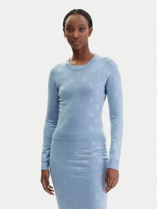 Guess Sweter W6RR66 Z3JD2 Błękitny Regular Fit. Niebieskie swetry klasyczne Guess, xxl, z syntetyku, bez kołnierzyka. Za 525,00 zł.