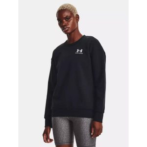 Bluza fitness damska UNDER ARMOUR Essential Fleece Crew. Czarne bluzy Under Armour, l, bez wzorów, bez kaptura. Za 129,99 zł.