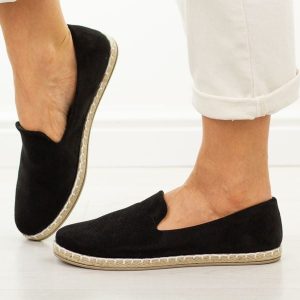 Czarne espadryle damskie, półbuty Potocki 16386. Czarne espadryle POTOCKI, bez wzorów, z jeansu, bez obcasa, na płaskiej podeszwie. Za 99,00 zł.